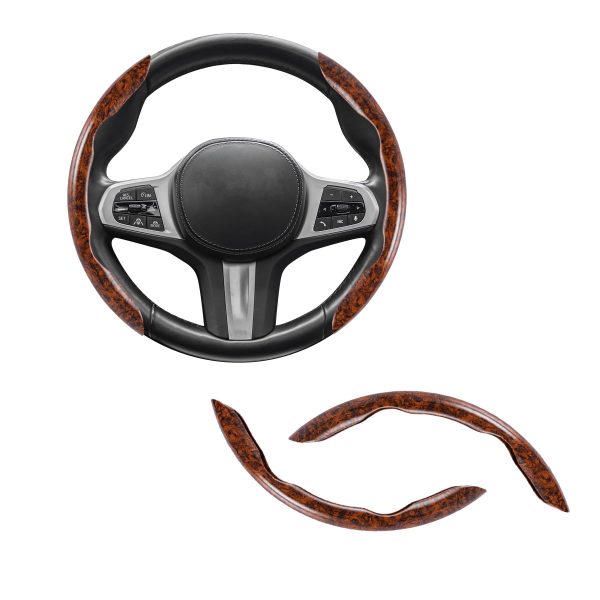 WOODEN STEERING WHEEL COVER PAIR